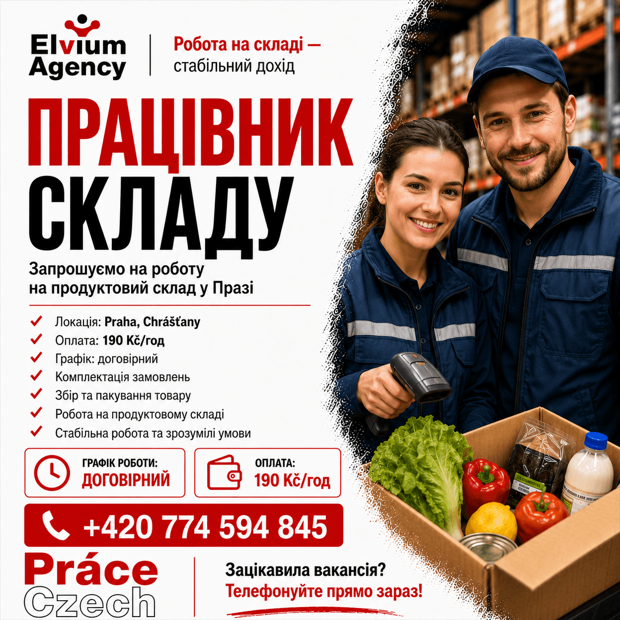Pracovnici skladu potravin v Praze